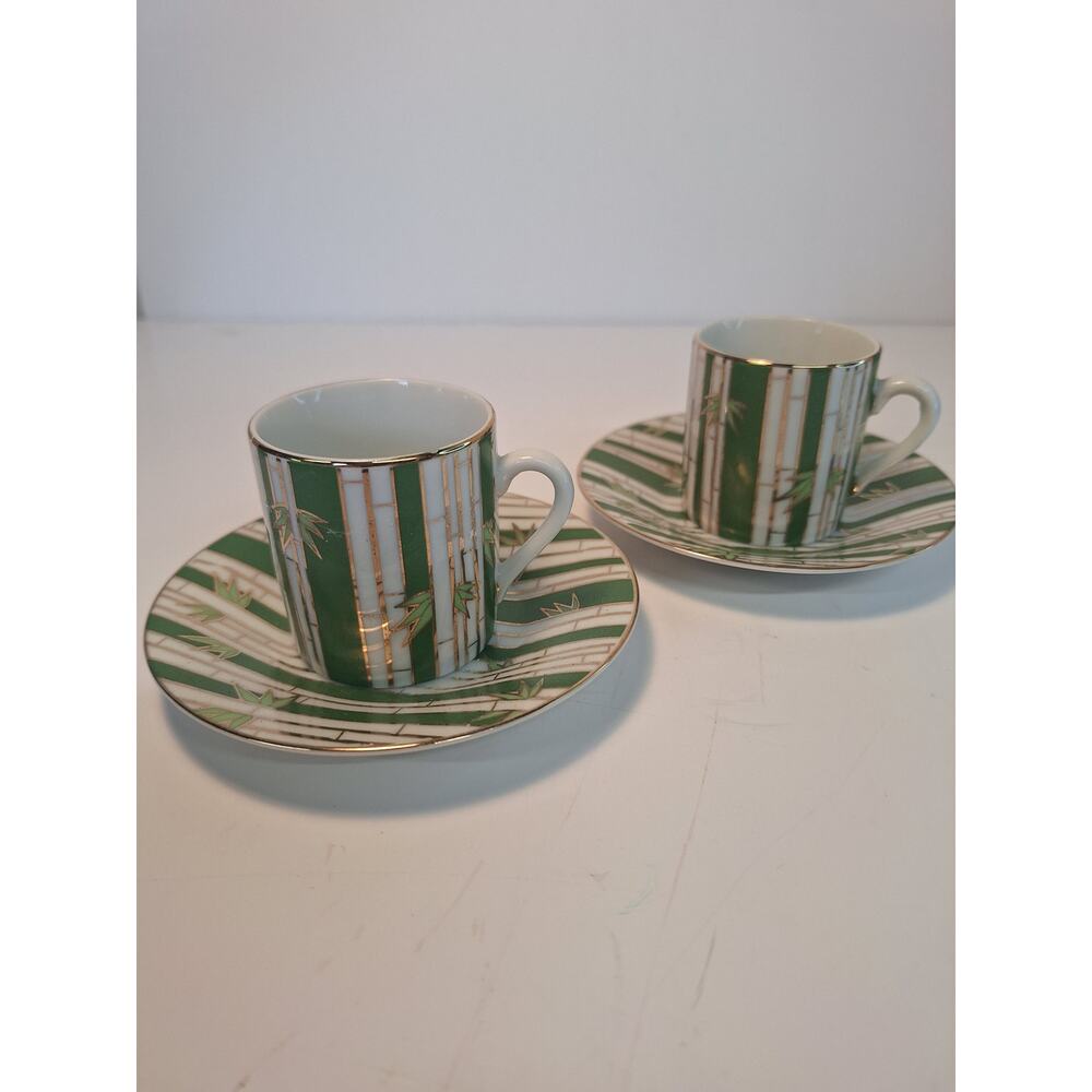 Vintage Set of 2 Porcelain Pemitasse Hishisei Soko Expresso Cups and Saucers.